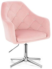 LuxuryForm DESIGN Kreslo ROMA VELUR na striebornom kríži - svetlo ružové