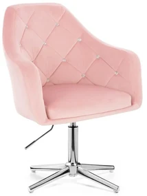 LuxuryForm DESIGN Kreslo ROMA VELUR na striebornom kríži - svetlo ružové