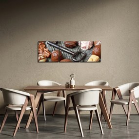 Obraz čokolády a kľúče (s hodinami) (90x30 cm)