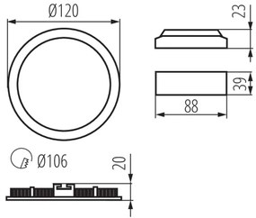 Kanlux 33562 - LED Kúpeľňové podhľadové svietidlo ROUNDA LED/6W/230V IP44 čierna