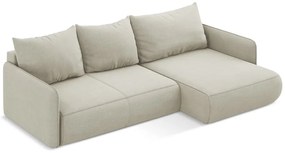 Krémovobiela rozkladacia/s úložným priestorom rohová pohovka (pravý roh) Nanea – Makamii