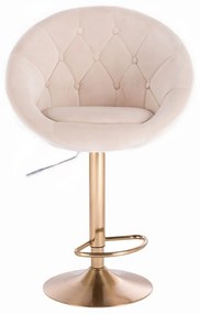 LuxuryForm DESIGN Barová stolička VERA VELUR na zlatom tanieri - krémová
