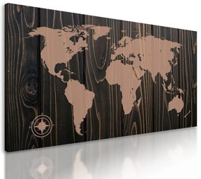 Obraz mapa sveta na dreve v luxusnom prevedení