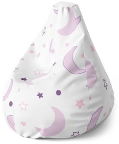 Sablio Sedací vak Pear Fialové mesiačiky - 70 x 95 x 15 cm