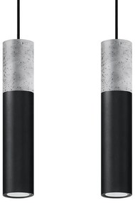 Závesné svietidlo Borgio, 2x betónové/čierne kovové tienidlo