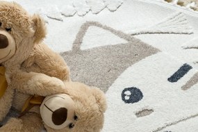 Okrúhly koberec YOYO EY80 biele / béžová - Liška pre deti, štrukturálny, senzorický Strapce Veľkosť: kruh 120 cm
