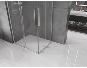 Mexen Velar L Duo, sprchový kút s posuvnými dverami 90 x 80 cm, 8mm číre sklo, brúsená oceľ, 871-090-080-02-03-97