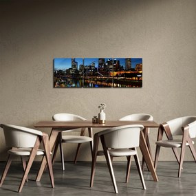 Obraz noci v Melbourne (s hodinami) (90x30 cm)