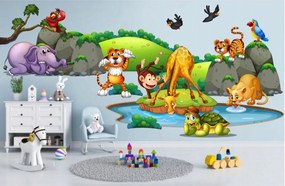 Krásna farebná nálepka do detskej izby safari 80 x 160 cm