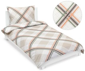 Bellatex Saténová posteľná bielizeň Kostka béžová, 140 x 220 cm, 70 x 90 cm, 140 x 220 cm, 70 x 90 cm