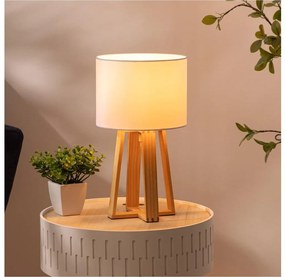 Atmosphera - Stolná lampa MOLU 1xE27/25W/230V borovica/biela P6453
