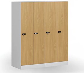 Šatníková skrinka S1 znížená, 2 oddiely, 1500 x 600 x 500 mm, demont, mechanický kódový zámok, laminované dvere, biela