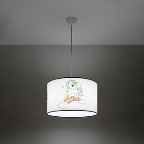 Detské závesné svietidlo Unicorn, 1x plastové tienidlo so vzorom, (fi 40cm)