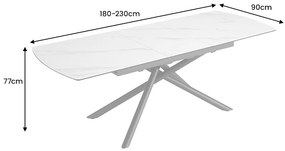 Rozkladací keramický jedálenský stôl Mairead 180-230 cm biely