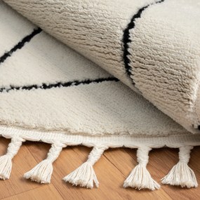 My Flair, Kusový koberec Moroccan Charm weiß kruh, 190x190 (průměr) kruh, čiernobiela, obývacia izba