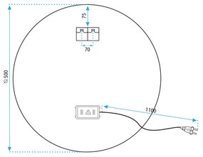 Kulaté dotykové zrcadlo s LED osvětlením MMJ 50 cm černé