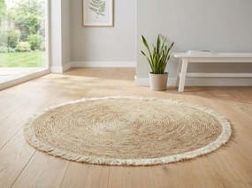 Prírodný okrúhly koberec VELOR ⌀ 70 cm, béžový