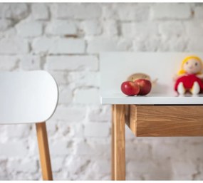 Biely písací stôl s podnožím z jaseňového dreva Ragaba Luka, dĺžka 65 cm