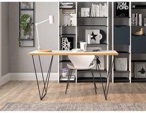 Biely pracovný stôl s čiernymi nohami TemaHome Flow, 140 x 75 cm