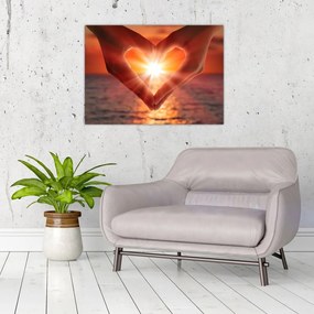 Sklenený obraz - Slnko v srdci (70x50 cm)