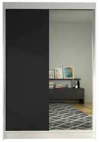 Posuvná skriňa so zrkadlom Parys I, Farby: čierna, Osvetlenie: osvetlenie LED RGB - farebné