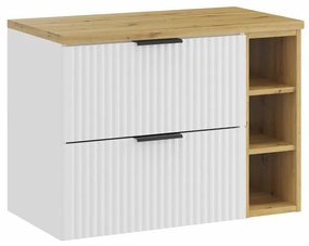 Závesná skrinka pod umývadlo Casad I s doskou 80 cm biela/dub remeselný