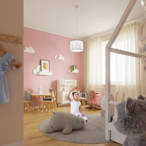 Detské závesné svietidlo Owls, 1x plastové tienidlo so vzorom, (fi 30cm)