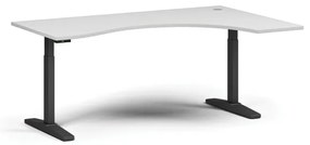 Výškovo nastaviteľný stôl, elektrický, 675-1325 mm, ergonomický pravý, doska 1800x1200 mm, čierna podnož, biela