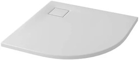 Cersanit Tako Slim, štvrťkruhová sprchová vanička 90x90x4 cm + biely sifón, biela matná, S932-156
