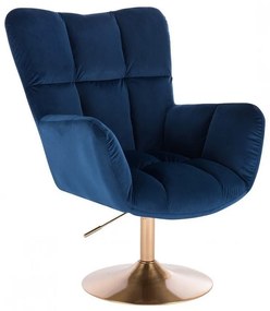 LuxuryForm DESIGN Otočné kreslo AURORA VELUR na zlatom tanieri - modré