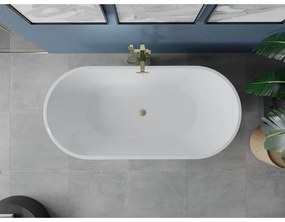 Mexen Luna, voľne stojaca vaňa 180 x 80 cm, biela-čierna, zlatý matný prepad, 52031808075-55