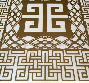 Stropné panely 3D XPS 0038, cena za kus, rozmer 50 cm x 50 cm, VERSO - grécky kľúč zlato-biely, IMPOL TRADE
