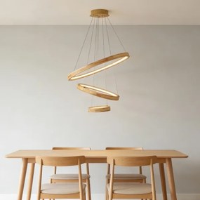 Brilagi - Závesný LED luster UMEA WOOD LED/45W/230V, priemer 60 cm, kaučukovník