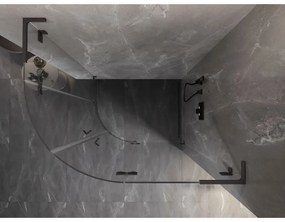 Mexen Lunar, L pravý polkruhový sprchový kút 80 x 70 cm, 8mm číre sklo, grafitový profil, 833L-080P-070L-95-00