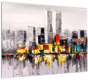 Sklenený obraz - Maľba veľkomesta (70x50 cm)