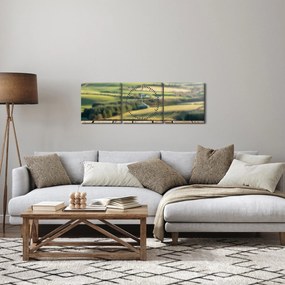 Obraz - Výhľad na krajinu (s hodinami) (90x30 cm)