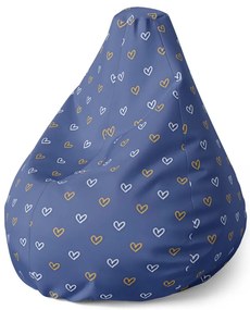 Sedací vak Pear srdiečka na modrej - detský, modrá