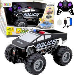 LEAN Toys Policajné terénne auto RC na diaľkové ovládanie čierne 1:16