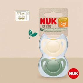 Latexový cumlík NUK For Nature 0-6m 2 ks box zelená, vel. 0-6 m
