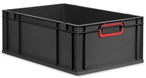 Sada 4 kusov - Eurobox Next Gen 2.0 Cycle - Stohovateľný kontajner s uzavretými rukoväťami - Červený - 600 x 400 x 220 mm - Antracit