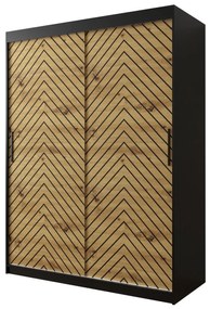 Šatníková skriňa Ratintu 1 150 cm, zásuvka: áno, Farby: čierna / dub artisan + čierna
