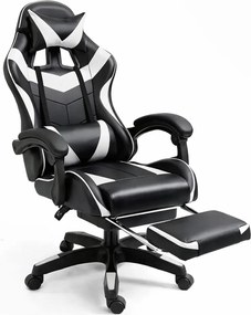 LEAN Kancelárska stolička s opierkou na nohy a vankúšmi – biela