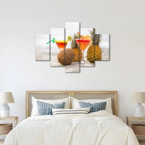 Obraz ananásov a pohárov na pláži (150x105 cm)