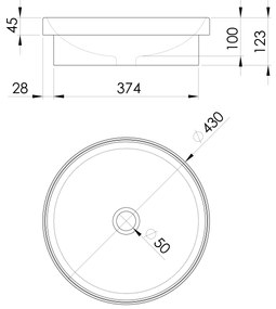Sapho Sapho, Keramické umývadlo, priemer 43cm, polozápustné, biela, 3041