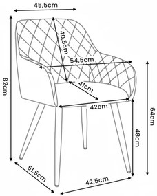 Sada dvoch jedálenských stoličiek VELTO zamatové, béžové / čierne nohy (2 ks)