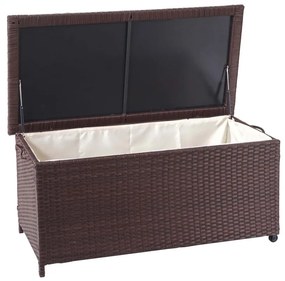 Polyratanový záhradný úložný box HWC-D88 - prémiová hnedá, 51x100x50cm 170l
