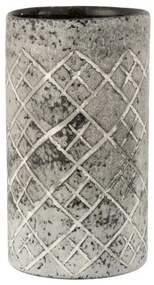 Šedá sklenená váza Checkered  - Ø14 * 25 cm