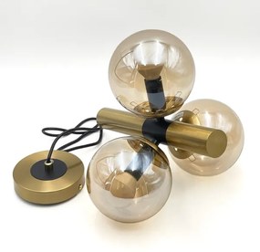 Luster na lanku ROLLO 3xE14/5W/230V zlatá/dymová béžová