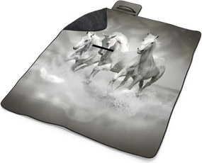 Sablio Plážová deka Biele kone: 200x140 cm