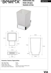 Bemeta Design VIA: Držiak kefiek, sklo - 135011012